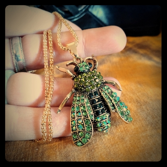 Rhinestone Insect Necklace - Picture 2 of 8